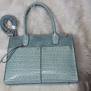 Teal croc purse